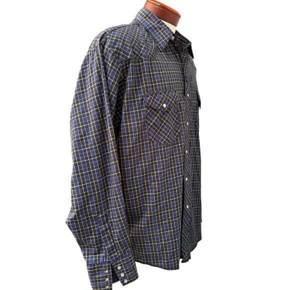 Wrangler Vintage Pearl Snap Western Plaid Long Sleeve Men's Shirt Size XL - Picture 5 of 12